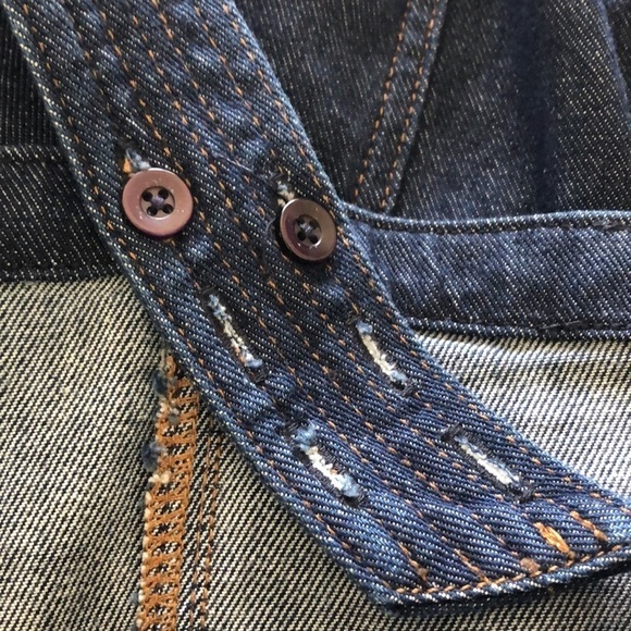 7 For All Mankind Rare Blue Jean Denim Overall Mini Modal Stretch Mini Dress SM - Picture 7 of 16